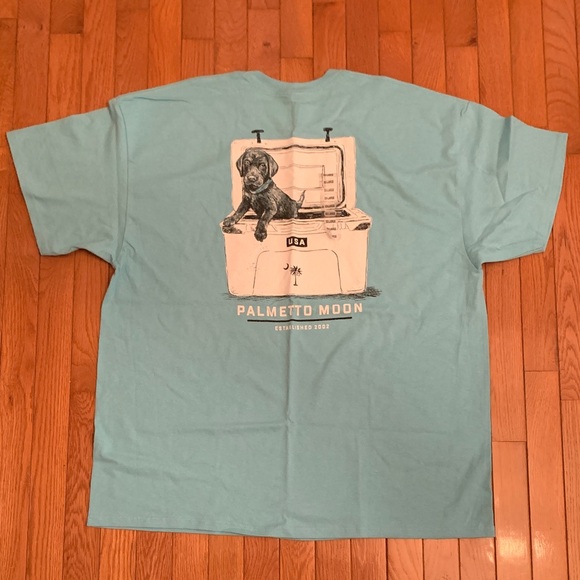Palmetto Moon Dog and Cooler Graphic T-Shirt (Teal) - Picture 1 of 8